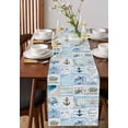 thumbnail image 4 of nqOlkjepod Blue Coastal Table Runner 48 Inches Long Farmhouse Dress Scarves, Turtle Nautical Anchor Octopus Starfish Coral Dining Tablerunner for Coffee Table/Kitchen Island/Party Décor, 13" x 48", 4 of 8