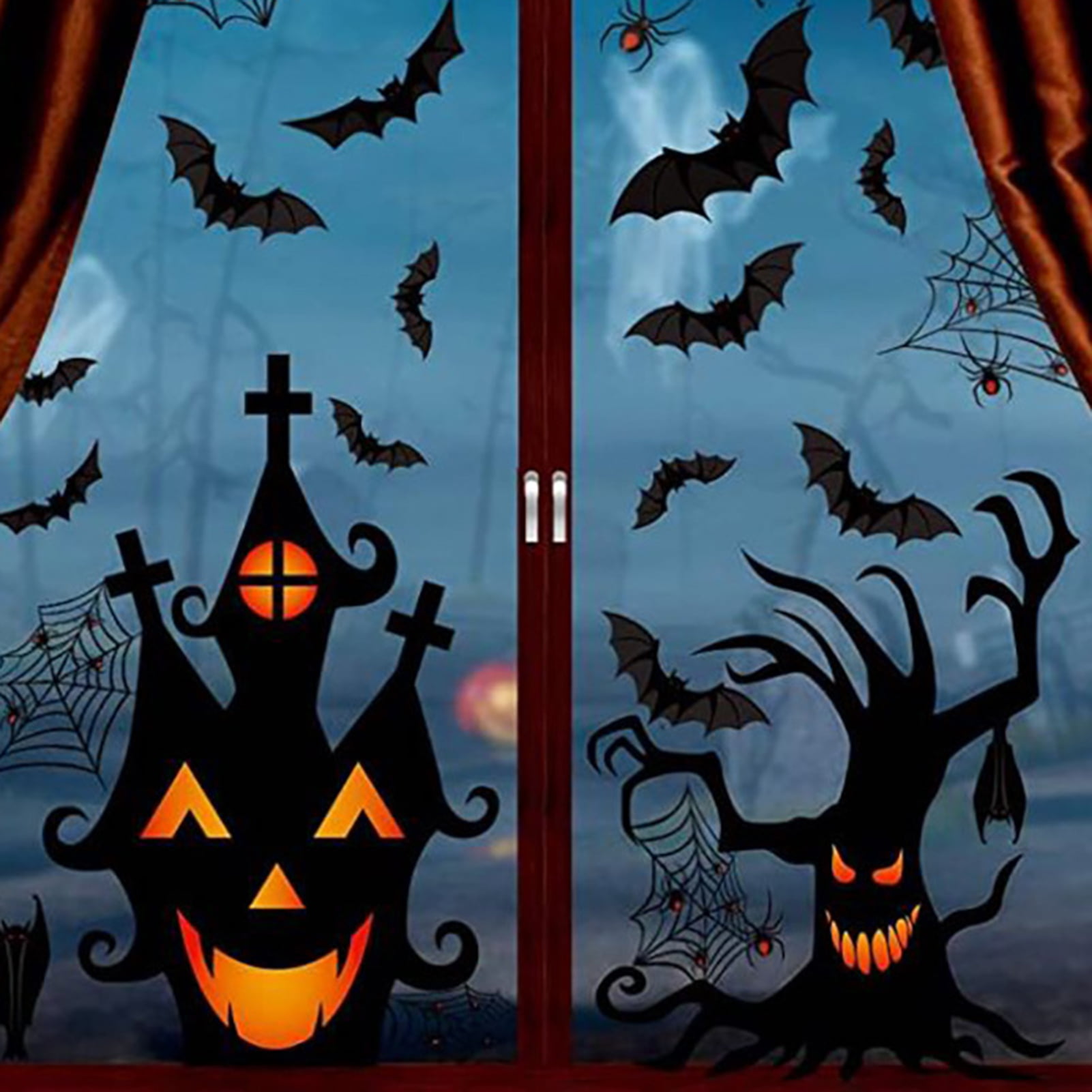 Self-Adhesive Scary Halloween Scene Door Wrap & Fridge Mural Sticker Decal