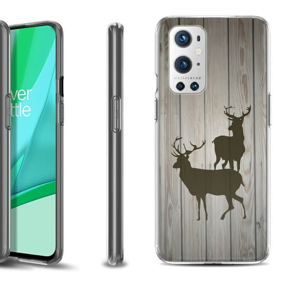 Slim-Fit Flexible TPU Gel Phone Case Compatible with OnePlus 9 PRO 5G, by OneToughShield ® - Wood/Deer