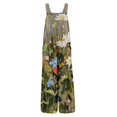 thumbnail image 4 of Women's Floral Print Overalls - Adjustable Straps Sleeveless Cotton Romper with Pockets for Summer Casual ,Green,S, 4 of 5
