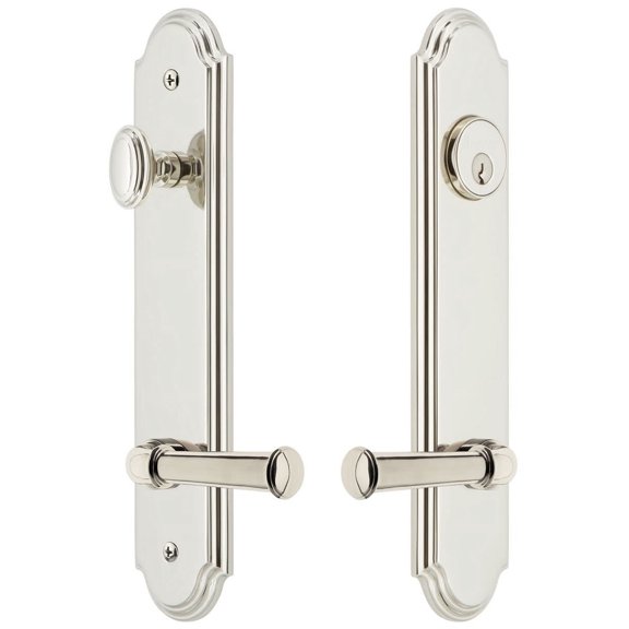 Grandeur Arcgeo_Tp_Eset_238_Lh Arc Solid Brass Tall Plate Single Cylinder Keyed Entry Set