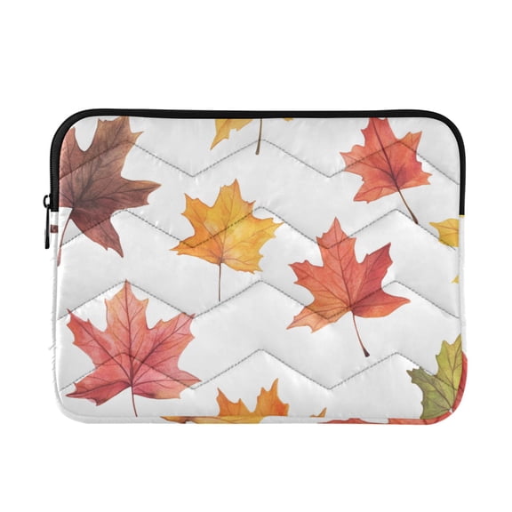 FORMRS 13"-13.3" Laptop Sleeve Protective Case Soft Carrying Quilted Computer Bag Cover, White Autumn Leaves