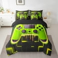 thumbnail image 2 of YST Yellow Gaming 7-Piece Comforter Set, King Size – Neon Lights Abstract Geometry Sheet Set for Gamer Room Decor, 2 of 6