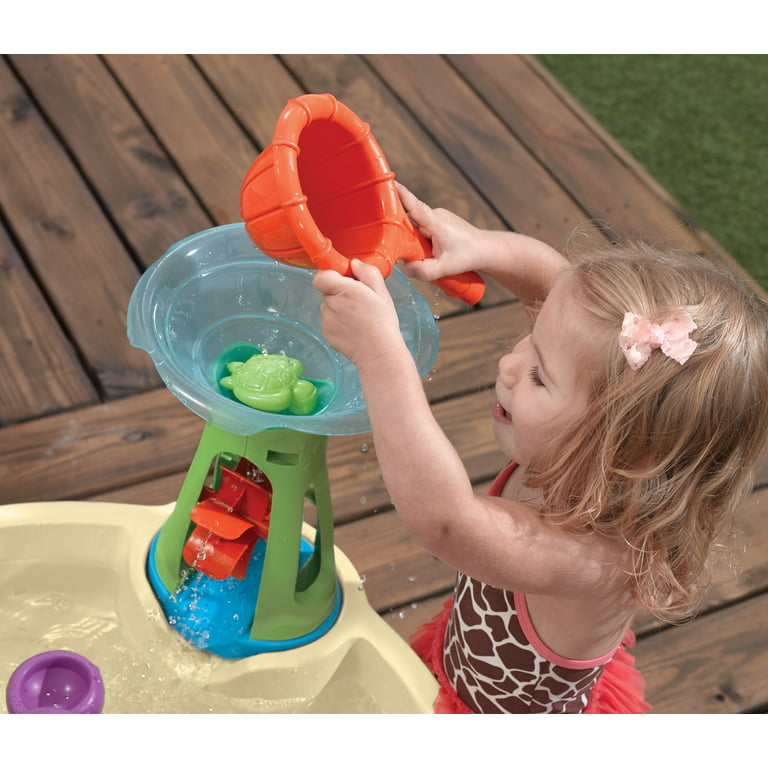 Step2 Wild Whirlpool Plastic Tan Water Table for Toddler with 10-piece  Playset 