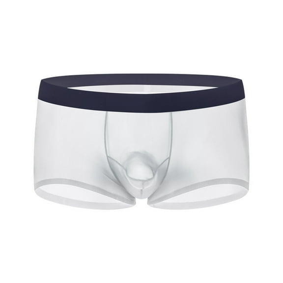 Silk Underwear for Men Boxer Briefs Lightweight See-Through Stretchy Low Waisted Breathable Quick-Drying Solid Color Loungewear Party Boxers