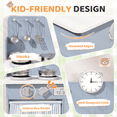 thumbnail image 5 of TLSUNNY Kids Play Kitchen, Wooden Toy Kitchen Playset with 5PCS Utensils, Cabinet, Hooks, Knobs & Sink, Ideal Gift for Toddler, 5 of 9