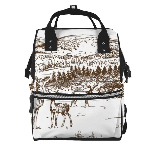 Easygdp Woodland Forest With Deers para Bolsa de Bebé de Gran Capacidad con Múltiples Bolsillos, Bolsa de Pañales para Padres, Bolsa de Viaje Organizada y Elegante