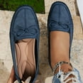 thumbnail image 5 of Bowknot Suede Loafers for Women Slip On Flats Comfortable Business Dressy Casual Non Slip Work Walking Shoes Blue Size 7, 5 of 7