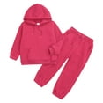 thumbnail image 4 of Vxuxlje Kids 2 Piece Sport Tracksuit Boys Girls Long Sleeve Drawstring Hoodie Sweatshirt with Jogger Hot Pink 110, 4 of 9