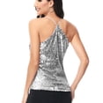 thumbnail image 3 of Womens Sequin Spaghetti Strap Crop Camisole Tank Top, Matte or Shiny, 3 of 5