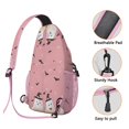 thumbnail image 3 of Sling Backpack,Pink Ghost Bat Halloween Pattern Sling Bag with Water Bottle Holder,Waterproof Sling Bag for Men/Women with Headphone Jack for Hiking,Travel, 3 of 6