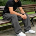 thumbnail image 6 of BVOFAR Men's Baggy Sweatpants Wide Leg Elastic Waist Casual Sweatpant High Waist Drawstring Jogging Pants with Pockets Lounge Pant Dark Gray XL, 6 of 7