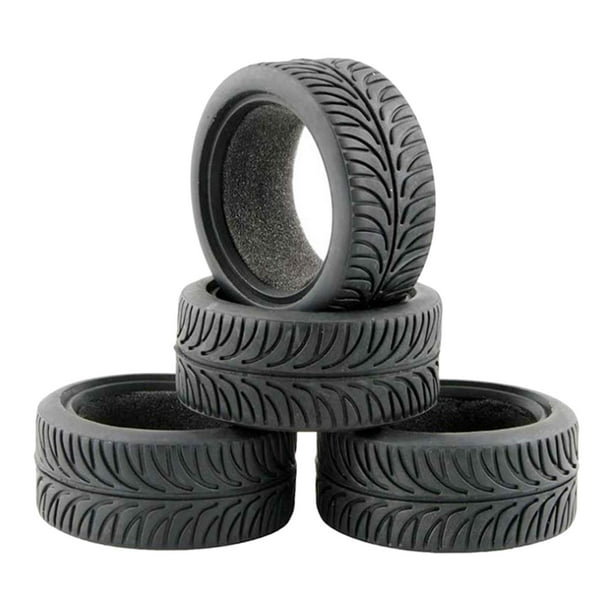 Neumáticos de coche RC 4 piezas, neumáticos de goma, rendimiento, fácil instalación con 4 piezas de revestimientos de esponja, piezas de repuesto resistentes al Magideal Neumáticos de coche RC