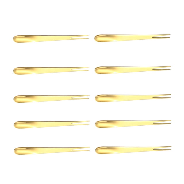 Yuarrent 10 piezas de tenedores de cuchara de fruta de sandía reutilizables de acero inoxidable portátil postre aperitivo comida recoger accesorios de Mostrada Oro Yuarrent HA073767-02