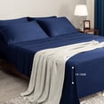 thumbnail image 4 of Subrtex 3-Piece 1600 Thread Count Microfiber Bed Sheet Set Super Soft with 40% Tencel and 60% Cotton (Twin XL, Navy), 4 of 11