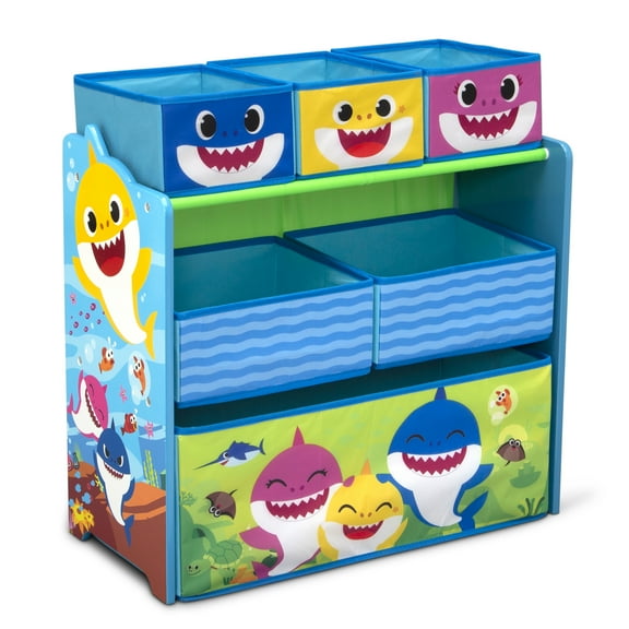 Baby Shark 6 Bin Design and Store Toy Organizer by Delta Children, Greenguard Gold Certified