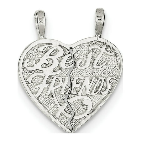 Leslies Fine Jewelry Designer 925 Sterling Silver Best Friends 2-piece break apart Heart (10x23mm) Pendant