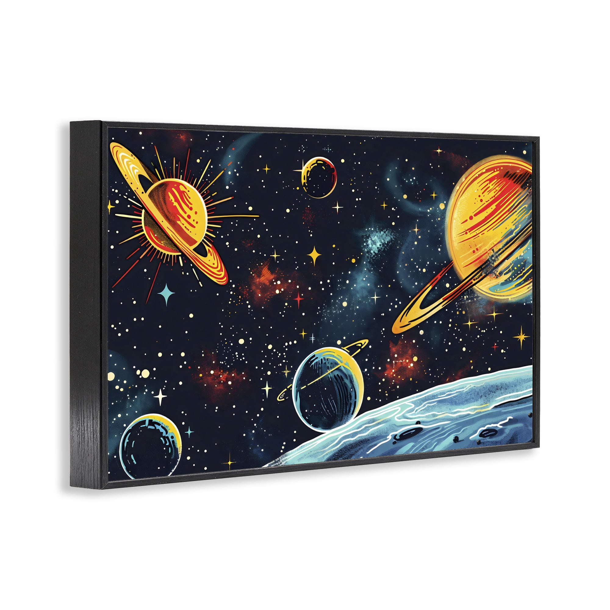 Stupell Industries Black Lit Galaxy Panorama Black Framed Giclee Art, design by Creative Studio