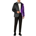 thumbnail image 2 of INSPIRE CHIC Sequin Blazers for Men's Color Block Peak Lapel Tuxedo Wedding Sparkly Suit Jacket S Black Purple, 2 of 5