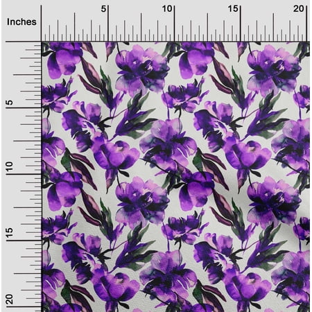 oneOone Cotton Poplin Purple Fabric Florals Dress Material Fabric Print Fabric By The Yard 56 Inch Wide