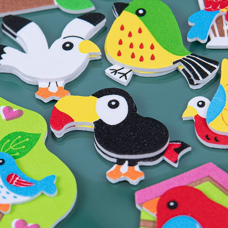 Keedle Doodle 3D Foam Tropical Bird Stickers – 5 Sheets with 65