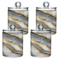 thumbnail image 2 of WOBOGO Black Gold Marble Pattern Transparent Plastic Jar 2pcs Cotton Swabs Balls Pads Floss Stick Dispenser Bathroom Vanity Storage Organizer, 2 of 7