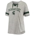 thumbnail image 2 of Women's Heathered Gray/Green Michigan State Spartans Plus Size Lace-Up V-Neck T-Shirt, 2 of 3