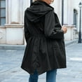 thumbnail image 4 of Women's Autumn Winter Hooded Rain Jacket With Adjustable Waist Outdoor Climbing Coat Lightweight Rainwear For Hiking And Travel Reversible Jacket Women Rain Womens Jacket Lined Windbreaker Womens, 4 of 6