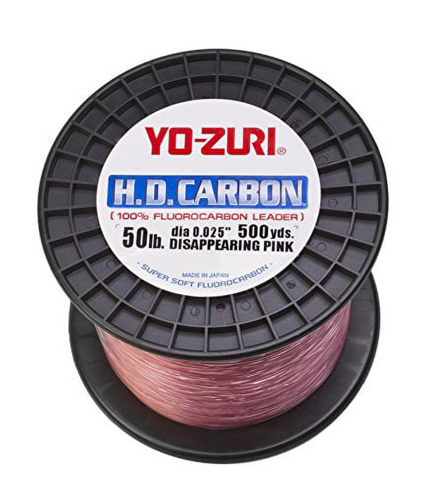 Yo-Zuri HD Carbon 100% Fluorocarbon Leader, 50lb, 500yd, Disappearing Pink