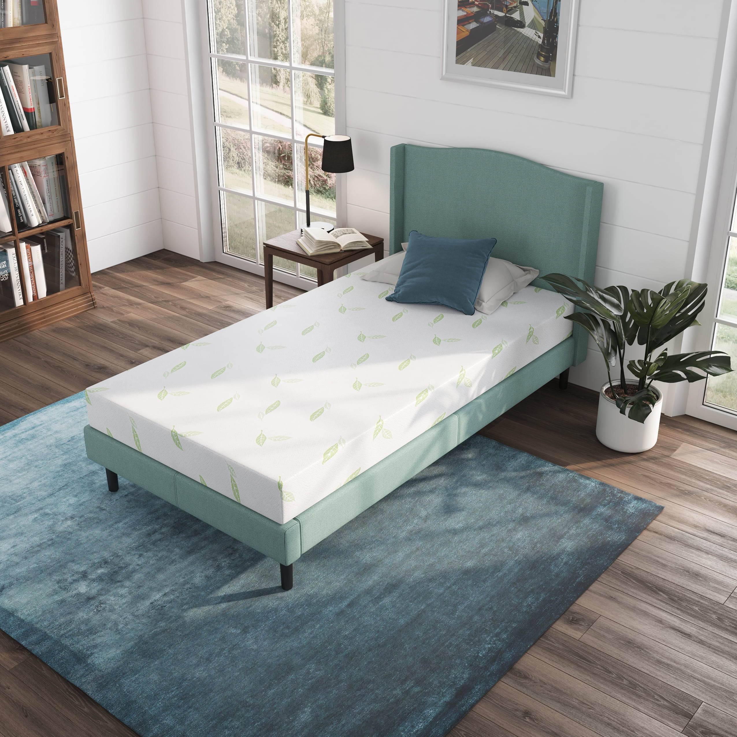 NapQueen Anula 6" Twin XL Mattress, Green Tea Infused Memory Foam Mattress, Bed In a Box, Adult