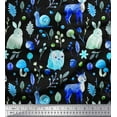 thumbnail image 1 of Soimoi Georgette Viscose Fabric Mushroom,Animals & Owl Kids Print Sewing Fabric Yard 42 Inch Wide, 1 of 1