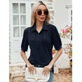 thumbnail image 5 of ZHENWEI Women's V Neck Short Sleeve Polo Shirts Button Down Collared Tops Loose Casual Tunic Blouses, 5 of 7