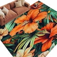 thumbnail image 2 of Burnt Orange Floral Area Rug 5x7 FT, Non Slip Bedroom Throw Carpet, Tropical Botanical Leaves Floral Washable Soft Floor Carpet Non-Shedding Rug for Dining Room Bedside Classroom Desk, 2 of 9