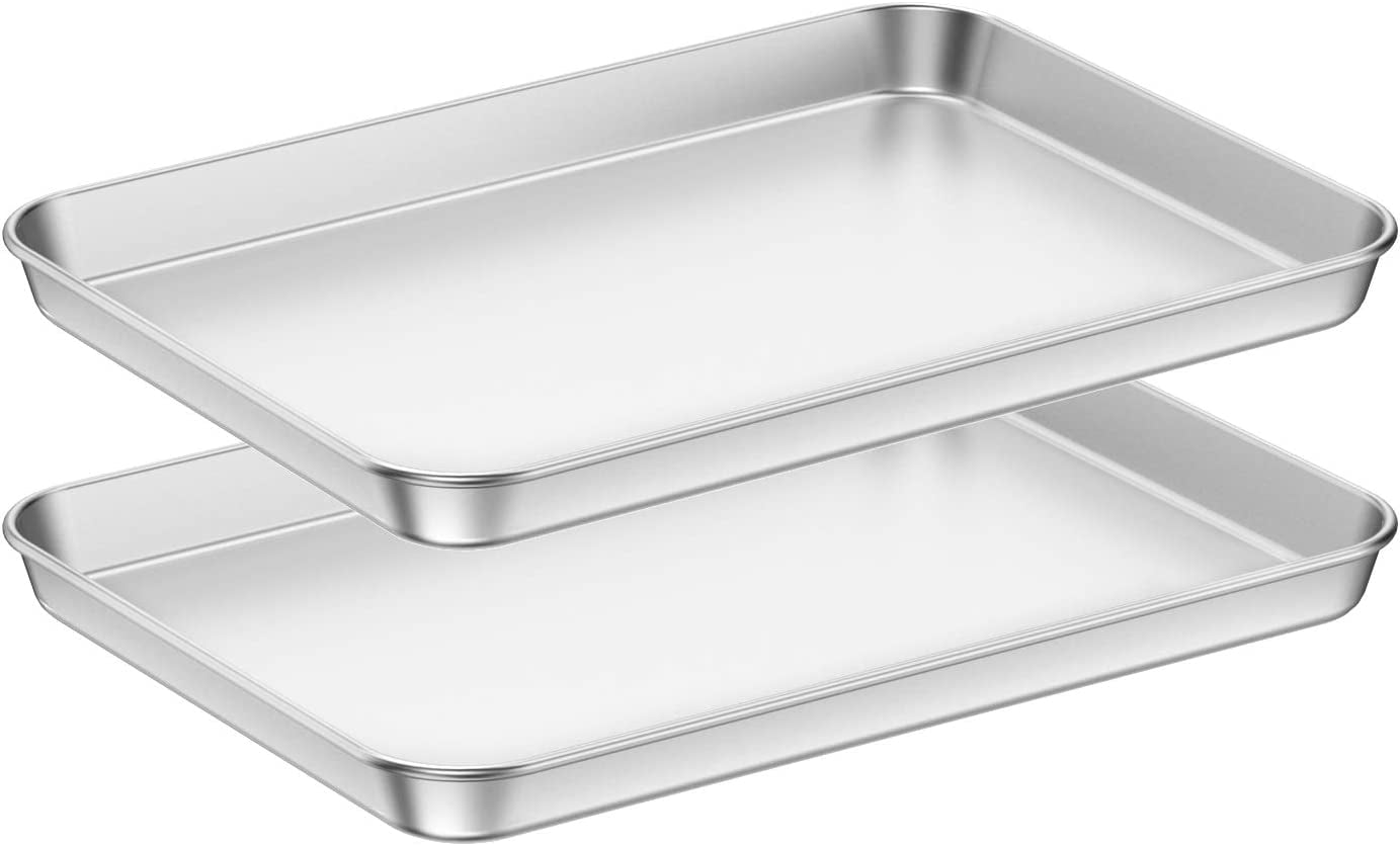 2 Pack Stainless Steel Baking Sheets,Cookie Sheet Metal Baking Pan Oven