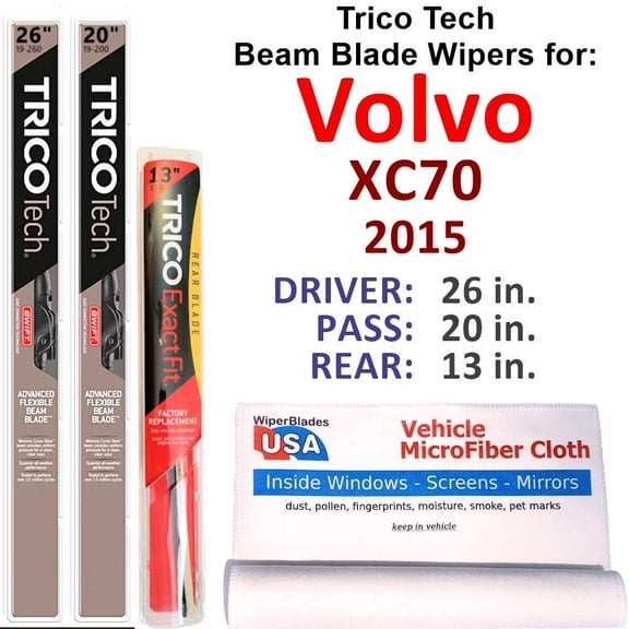 2015 Volvo XC70 Beam Blade Wipers (Set of 3) w/Rear Wiper