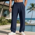 thumbnail image 2 of Hxshgdsn Mens Wide Pants Open Bottom With Pockets Elastic Waist Full Length Pants Beach Casual Holiday Navy S, 2 of 7