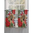 thumbnail image 5 of Christmas Bathroom Window Curtain, Red Cardinal Bird Poinsettia Pine Needles Plaid Light Filtering Coffee Kitchen Curtains, Bedroom Living Room Curtains 2 Panel 84"x45", 5 of 6