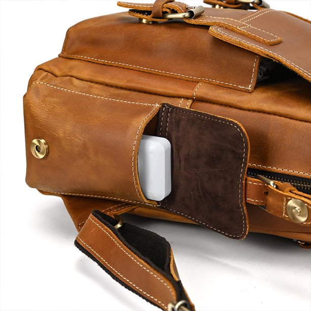 Bolsa Mochila informal retro para hombre Mochila de piel de vaca de color sólido Gran capacidad para la universidad JShteea Para Estrenar