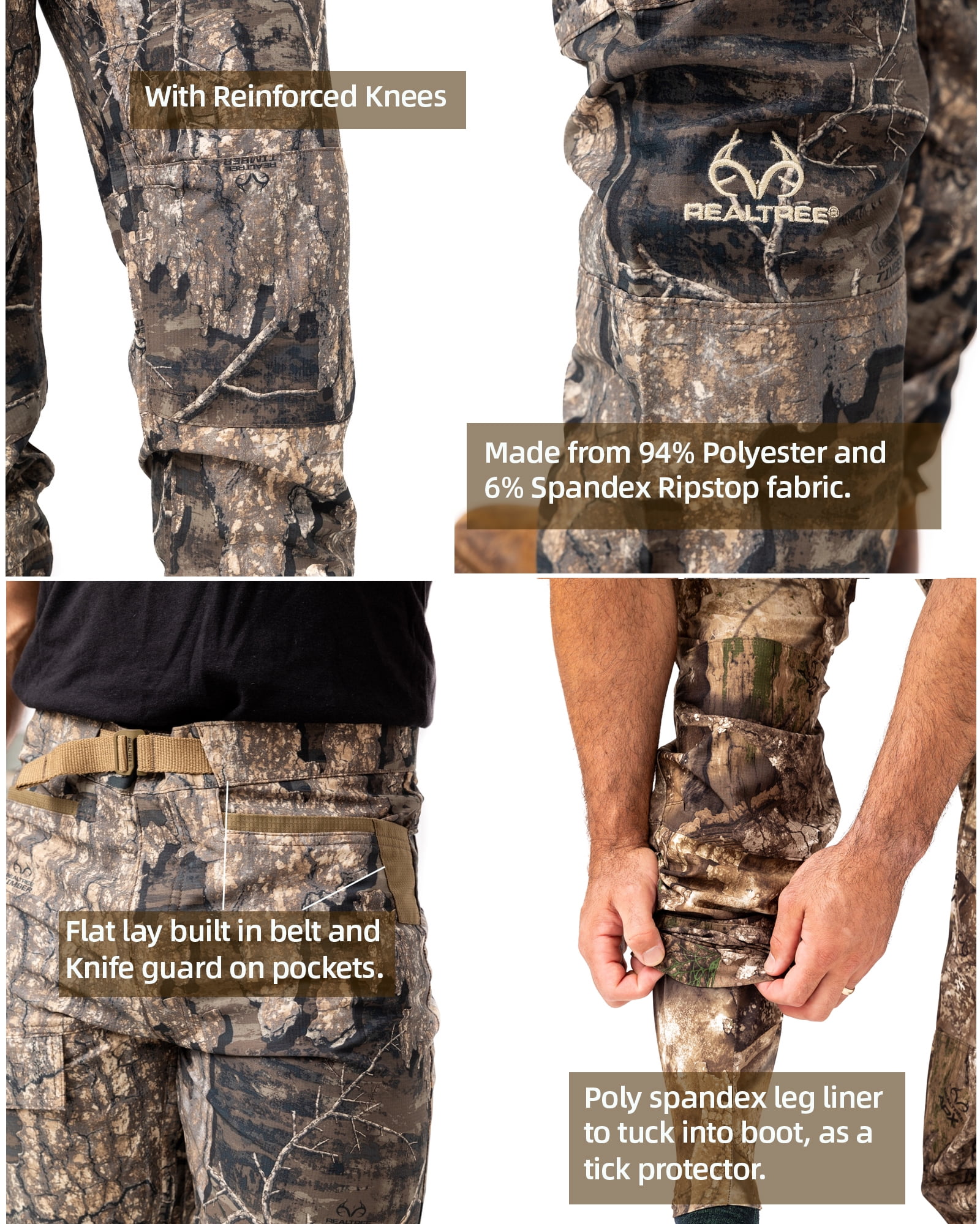 Realtree Men's 5-Pocket Original Camo Hunting Pant - Durable