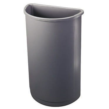 Untouchable Waste Container, Half-Round, Plastic, 21gal, Gray