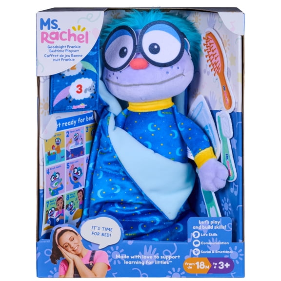 Ms. Rachel Goodnight Frankie Bedtime Playset, 11” Plush with Sleeping Bag & Accessories