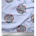 thumbnail image 1 of Soimoi Polyester Crepe Fabric Leaves & Floral Block Printed Fabric 1 Yard 52 Inch Wide, 1 of 3