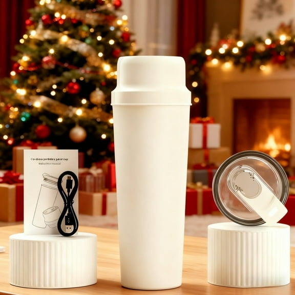 Multifunctional Portable Juicer with Hot and Cold Storage, 2-in-1 Fruit Blender with 20 Blades, USB Rechargeable Juicing Cup, Fruit Mixer for Coffee, Shakes, Juices, and Iced Drinks