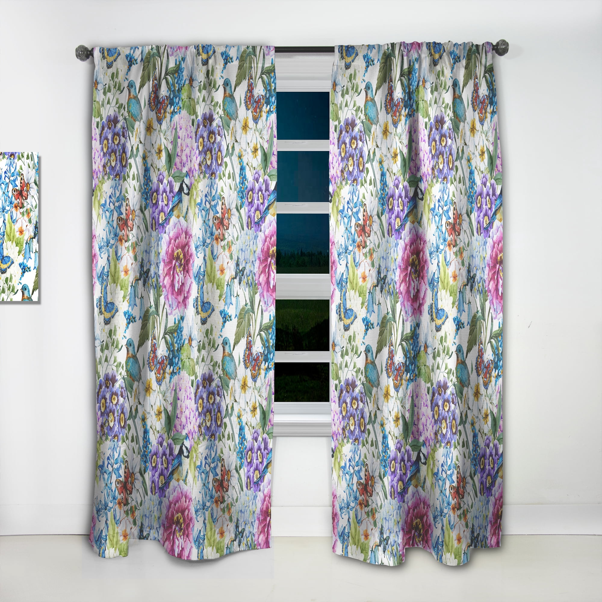 Designart 'Blossom Pink LI' Floral Curtain Panel