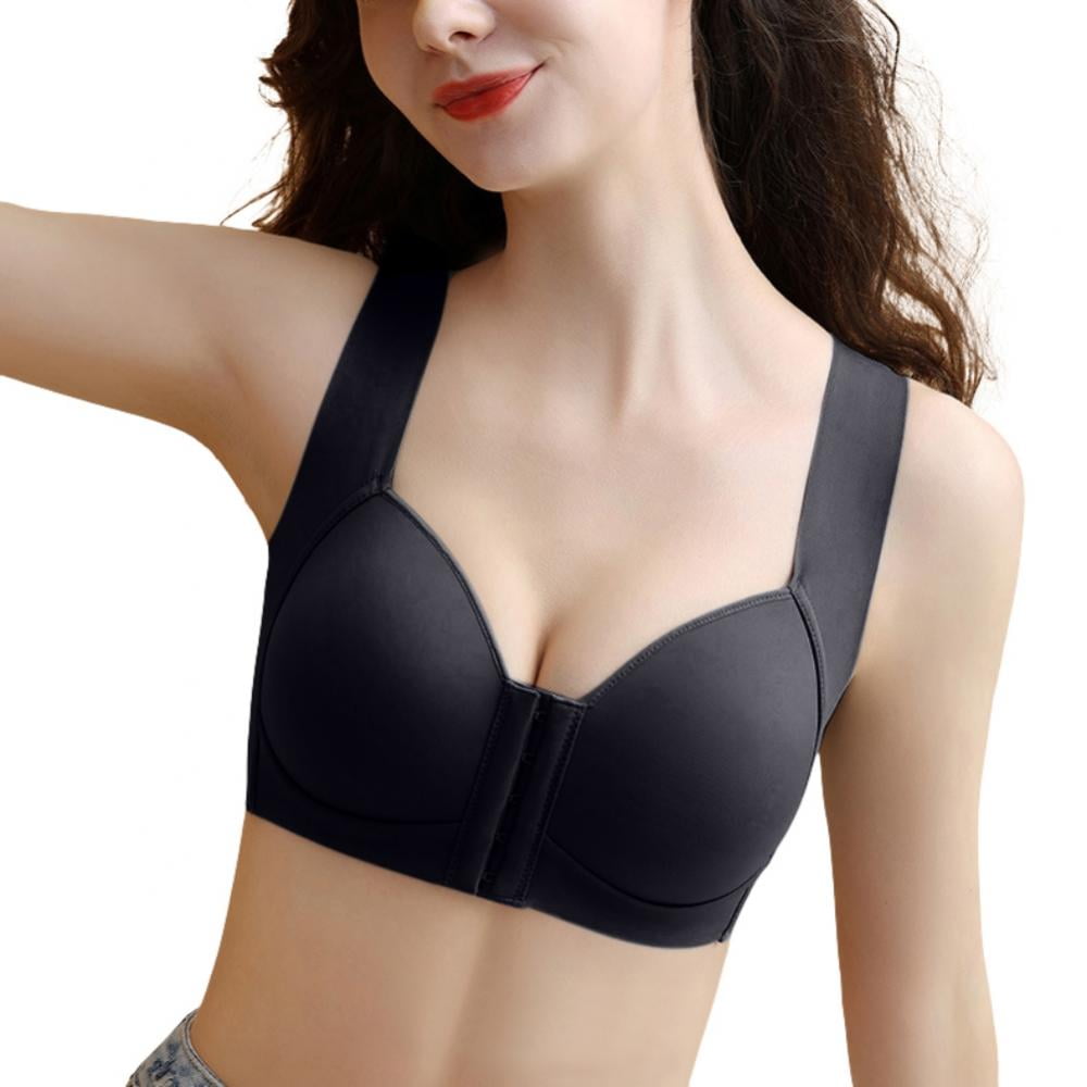 Womens Bras Seamless Front Closure Soft Wire-Free Push Up Bra Shaping Push  Up Back Support Posture Bra (Color : White, Size : 38/85CD) : :  Clothing, Shoes & Accessories