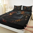 thumbnail image 3 of Manfei Tribal Black Cat Animal Full Size Sheets, Mystic Rustic Flower Plant Bed Sheets, Teens Kids Child Sheet Sets, Lightweight Room Decor, 4-Piece, 3 of 7