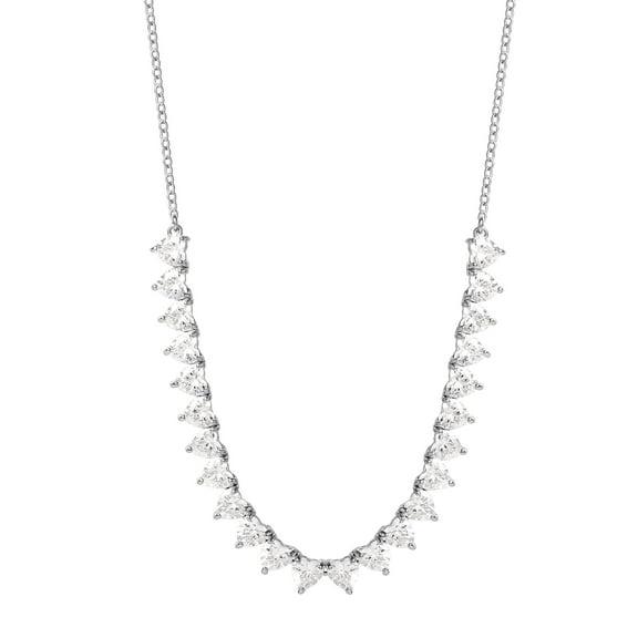Believe by Brilliance Women's Silver Plated Cubic Zirconia Heartshape Necklace, 18"  2"