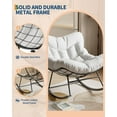 thumbnail image 5 of Outdoor Papasan Rocking Chair, Oversized Lounge Chair with Metal Frame, Patio Rattan Egg Rocker for Balcony Backyard Porch Bedroom, White, 5 of 7