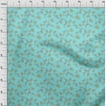 thumbnail image 3 of oneOone Cotton Jersey Turquoise Green Fabric Leaves & Flower Floral Sewing Crafts Projects Fabric Prints By Yards 58 Inches Wide, 3 of 4
