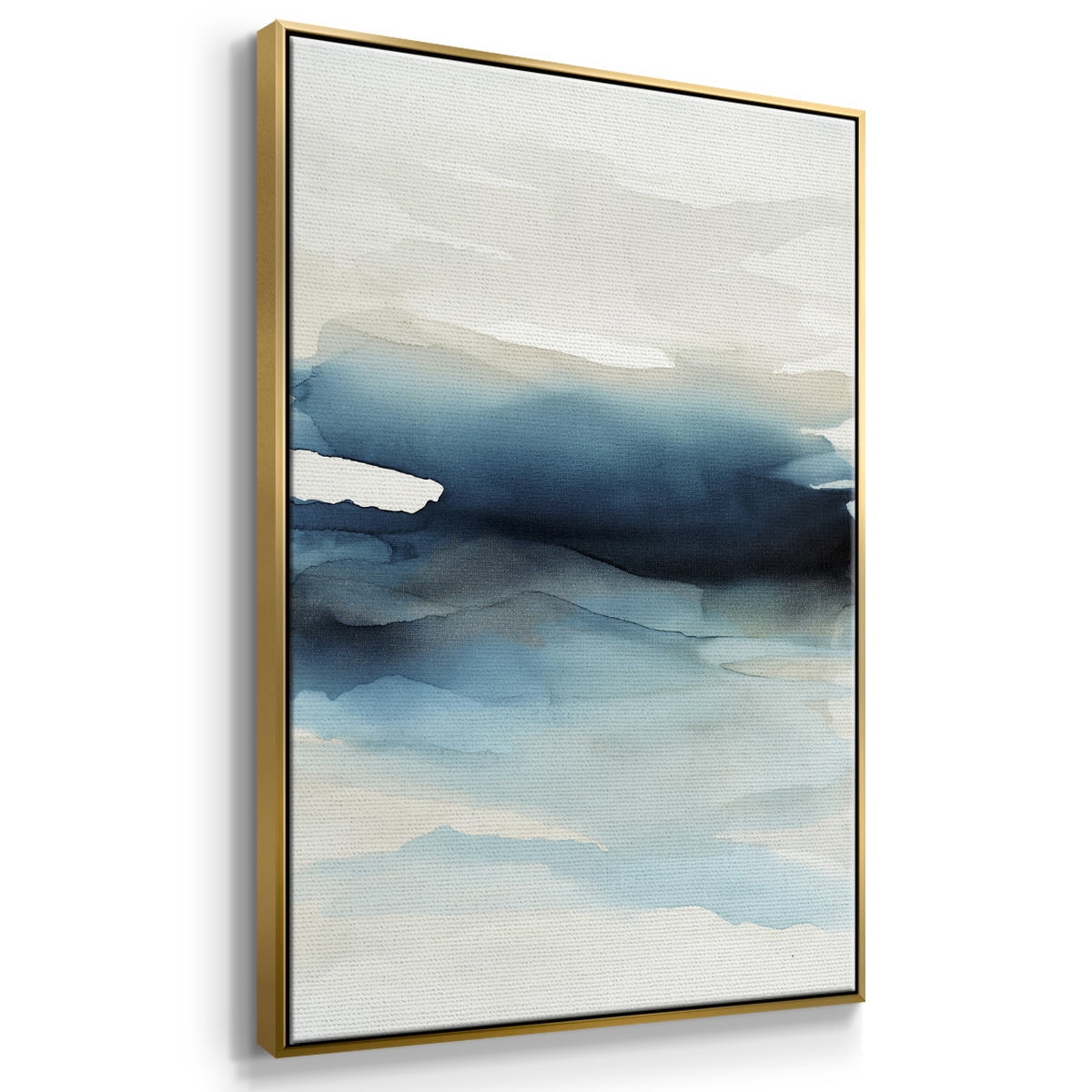 Waves II Framed Premium Gallery Wrapped Canvas - Ready to Hang - 17 x 25 - Gold Floating Frame